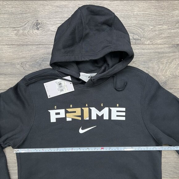 Nike Pullover Hoodie Coach Prime Sz Small Mens Black Club Fleece - Picture 5 of 11